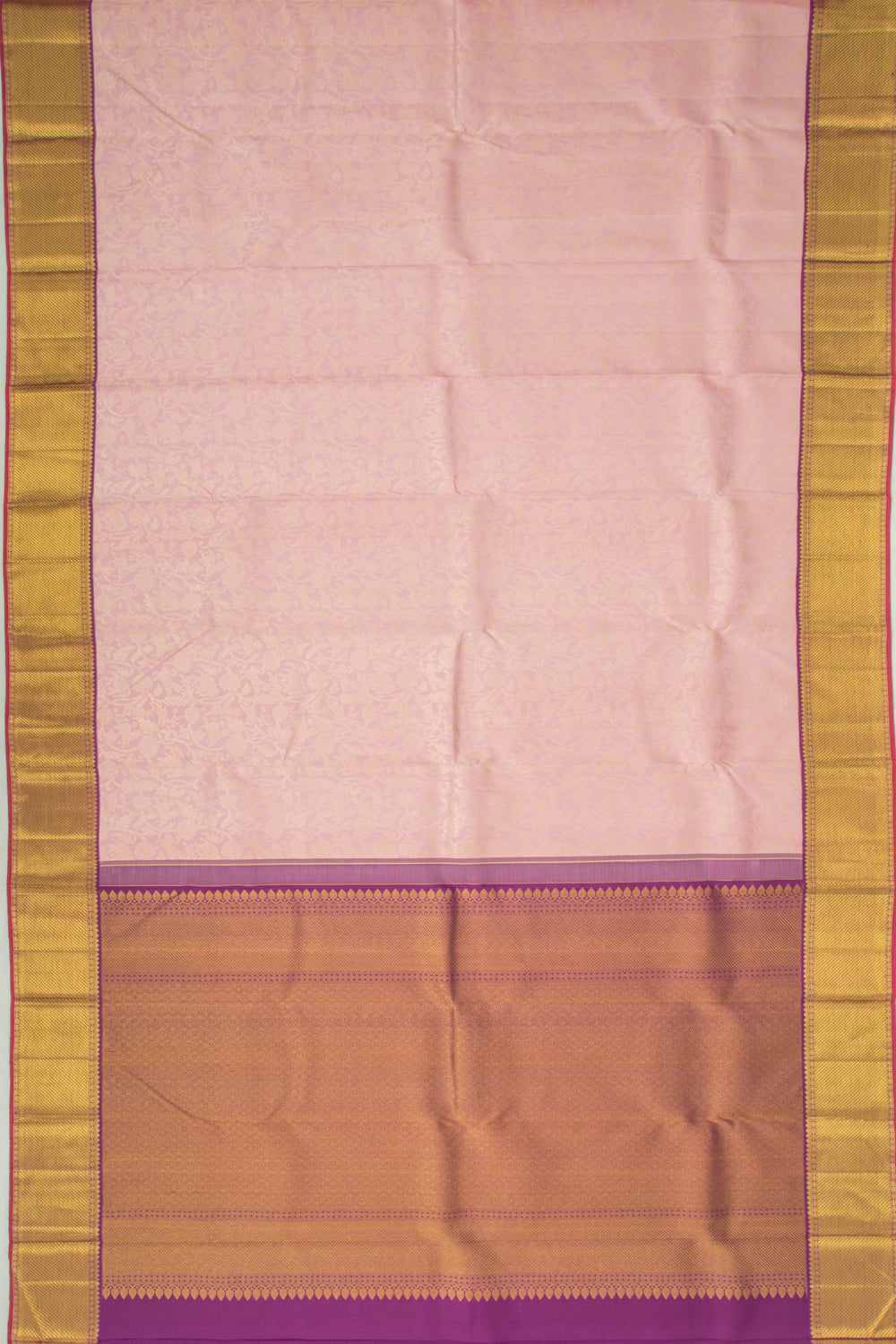 Kanchipuram Silk Jaal Baby Pink Saree