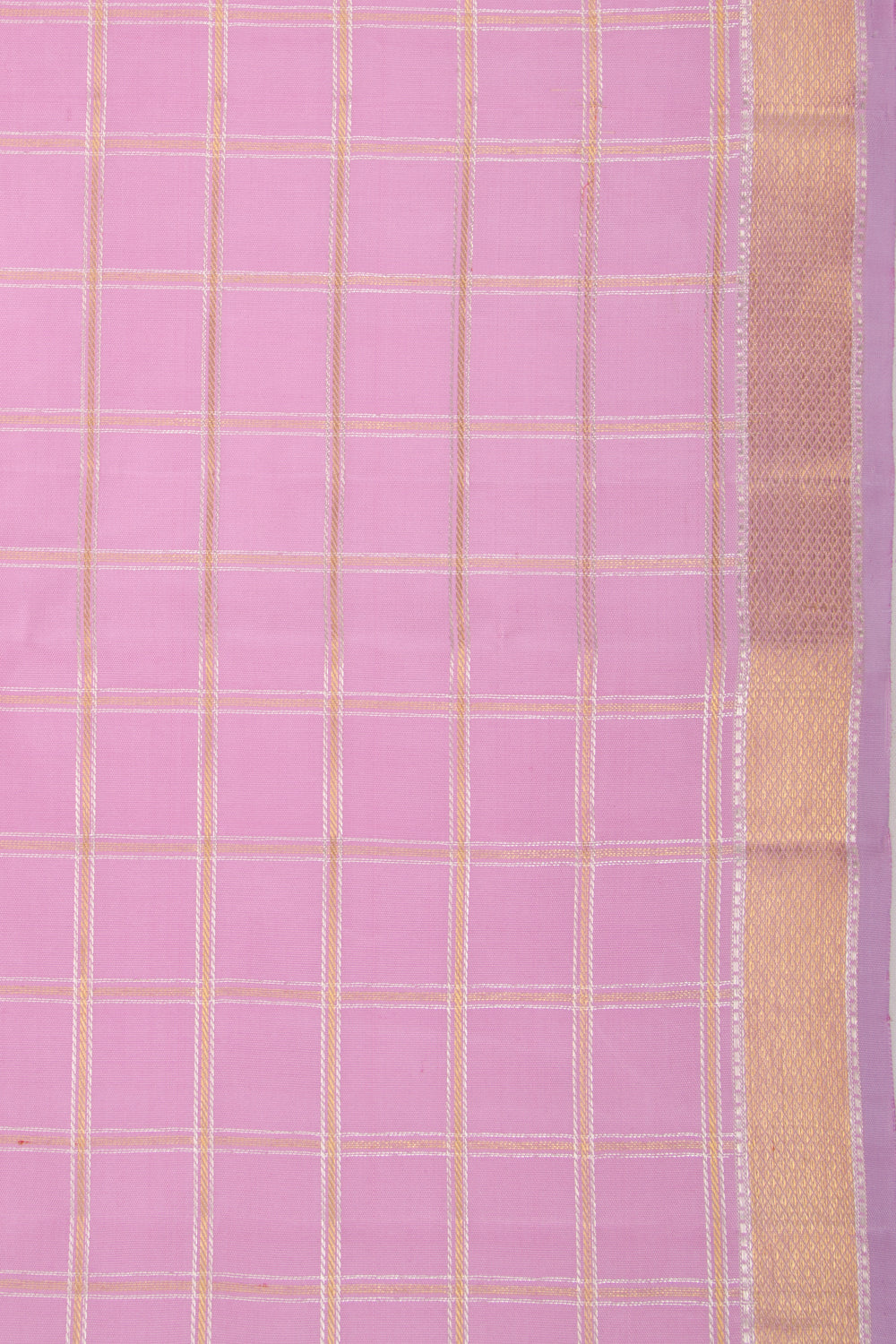 Kanchipuram Silk Checks Lavender Saree