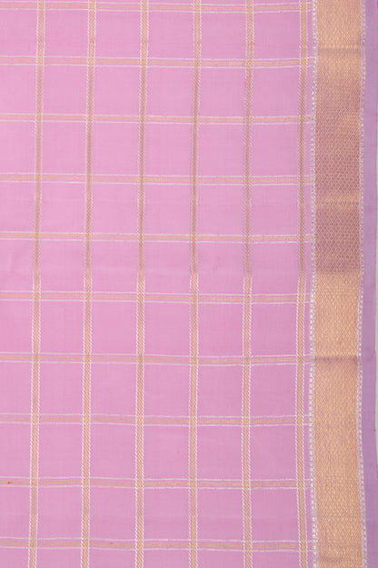 Kanchipuram Silk Checks Lavender Saree