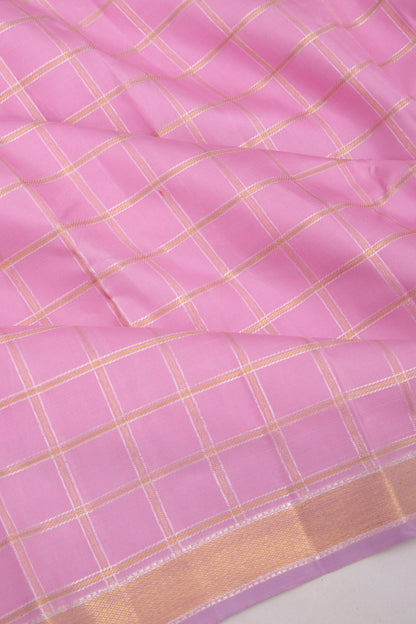 Kanchipuram Silk Checks Lavender Saree