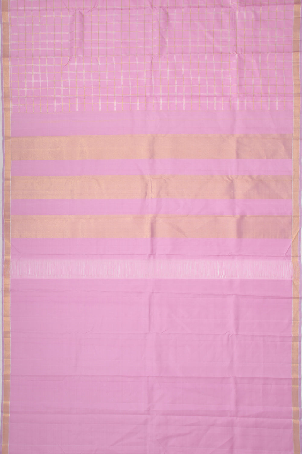 Kanchipuram Silk Checks Lavender Saree