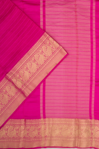 Chanderi Silk Horizontal Lines Pink Saree