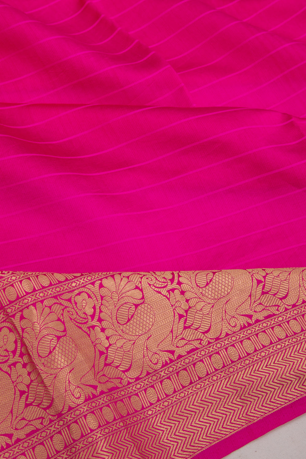 Chanderi Silk Horizontal Lines Pink Saree