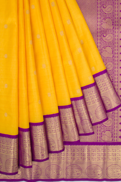 Kanchipuram Silk Butta Yellow Saree