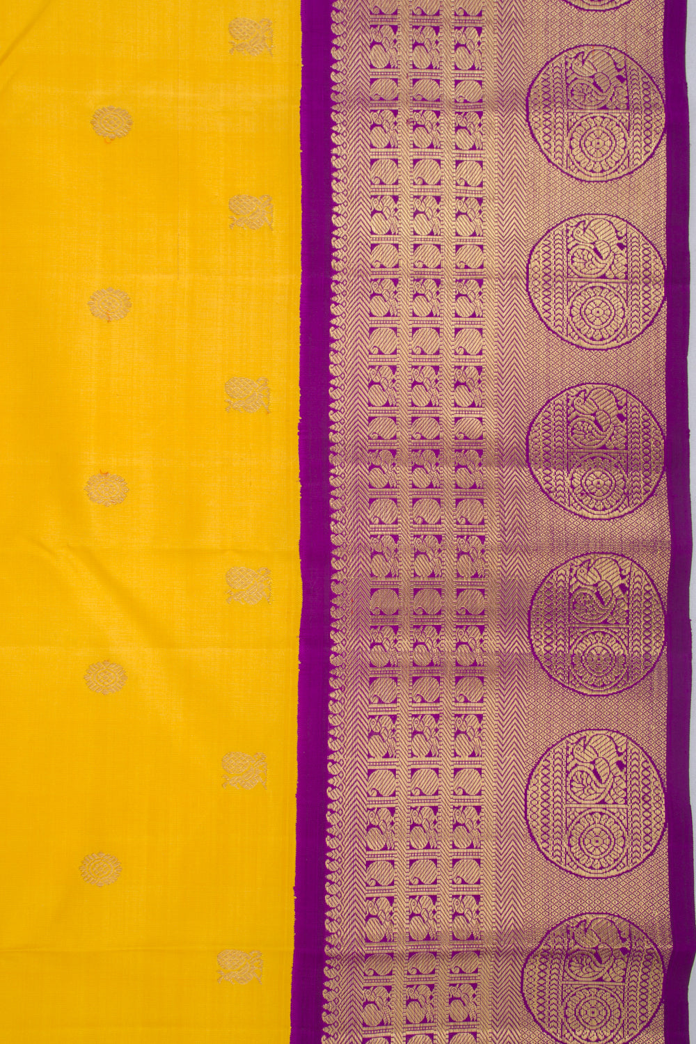 Kanchipuram Silk Butta Yellow Saree
