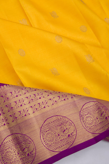 Kanchipuram Silk Butta Yellow Saree