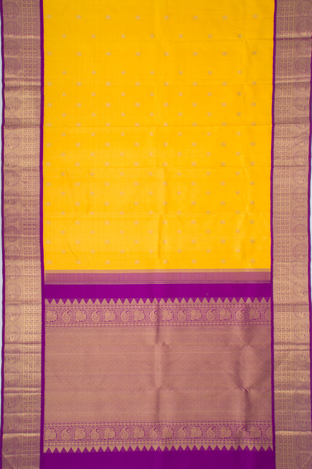 Kanchipuram Silk Butta Yellow Saree
