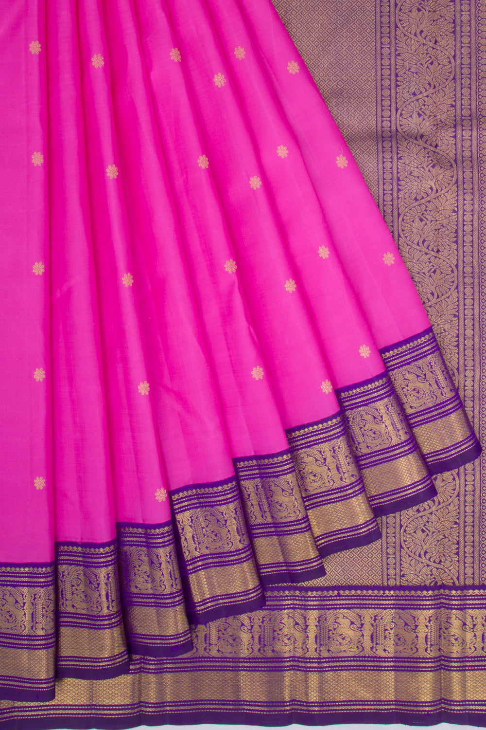 Kanchipuram Silk Butta Magenta Pink Saree