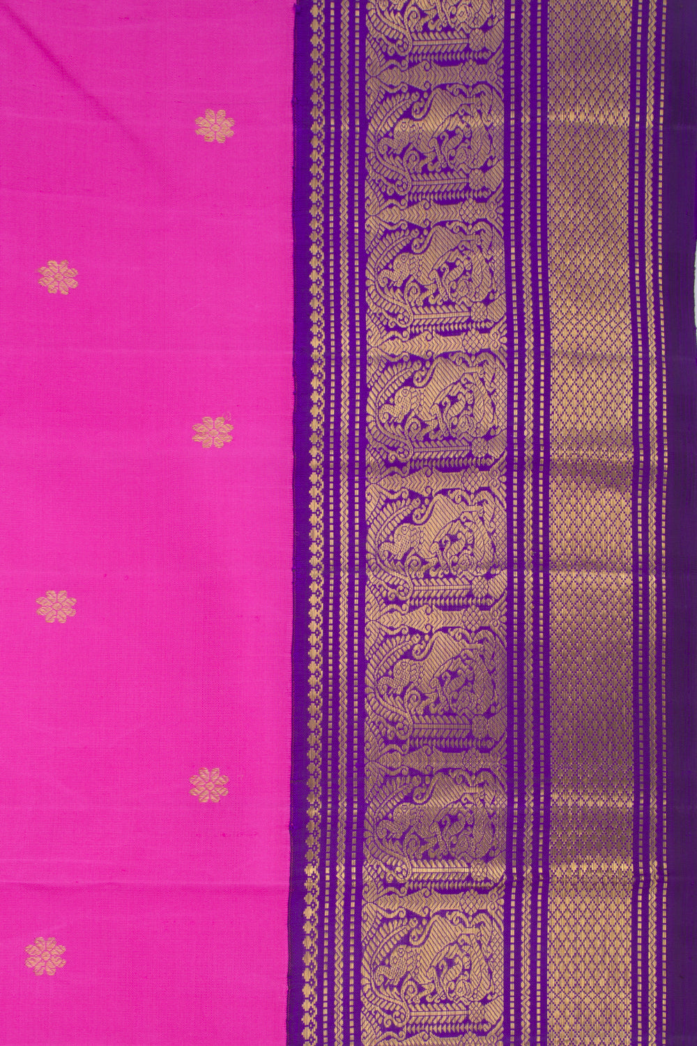 Kanchipuram Silk Butta Magenta Pink Saree