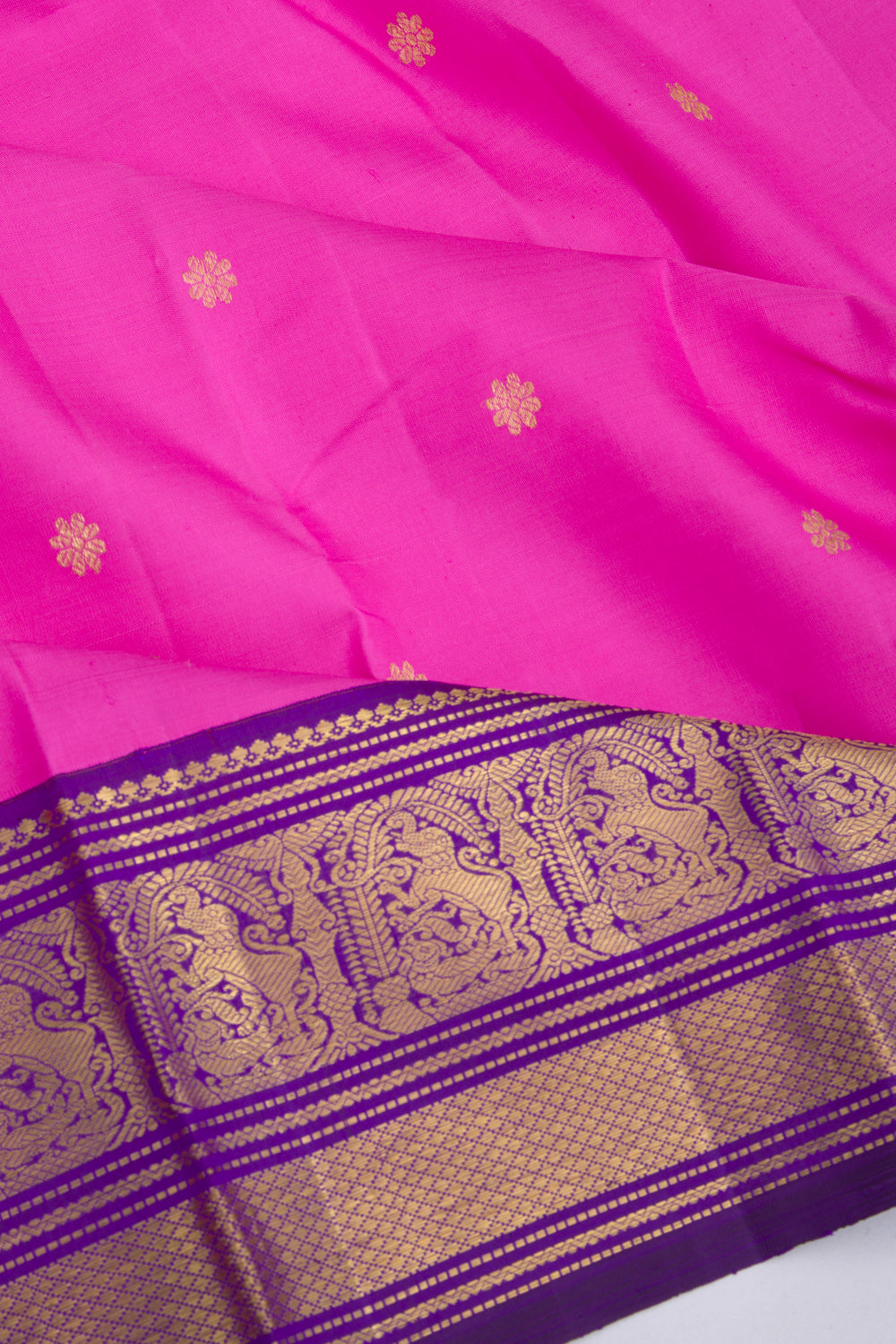 Kanchipuram Silk Butta Magenta Pink Saree