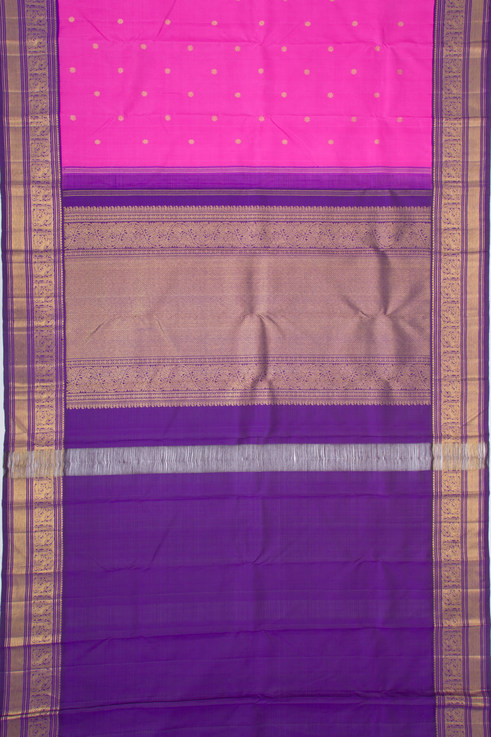 Kanchipuram Silk Butta Magenta Pink Saree