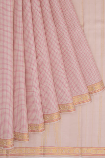 Kanchipuram Silk Checks Cream Saree
