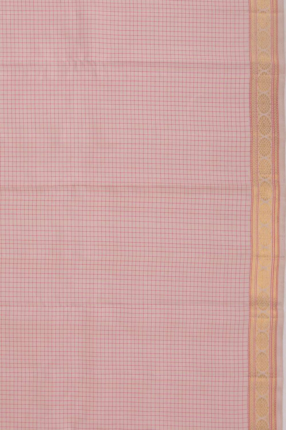 Kanchipuram Silk Checks Cream Saree