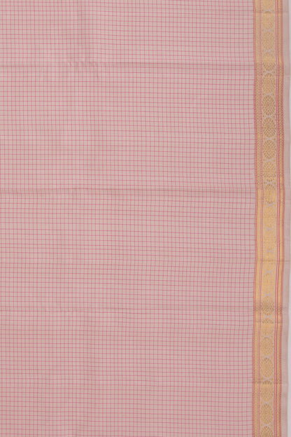 Kanchipuram Silk Checks Cream Saree