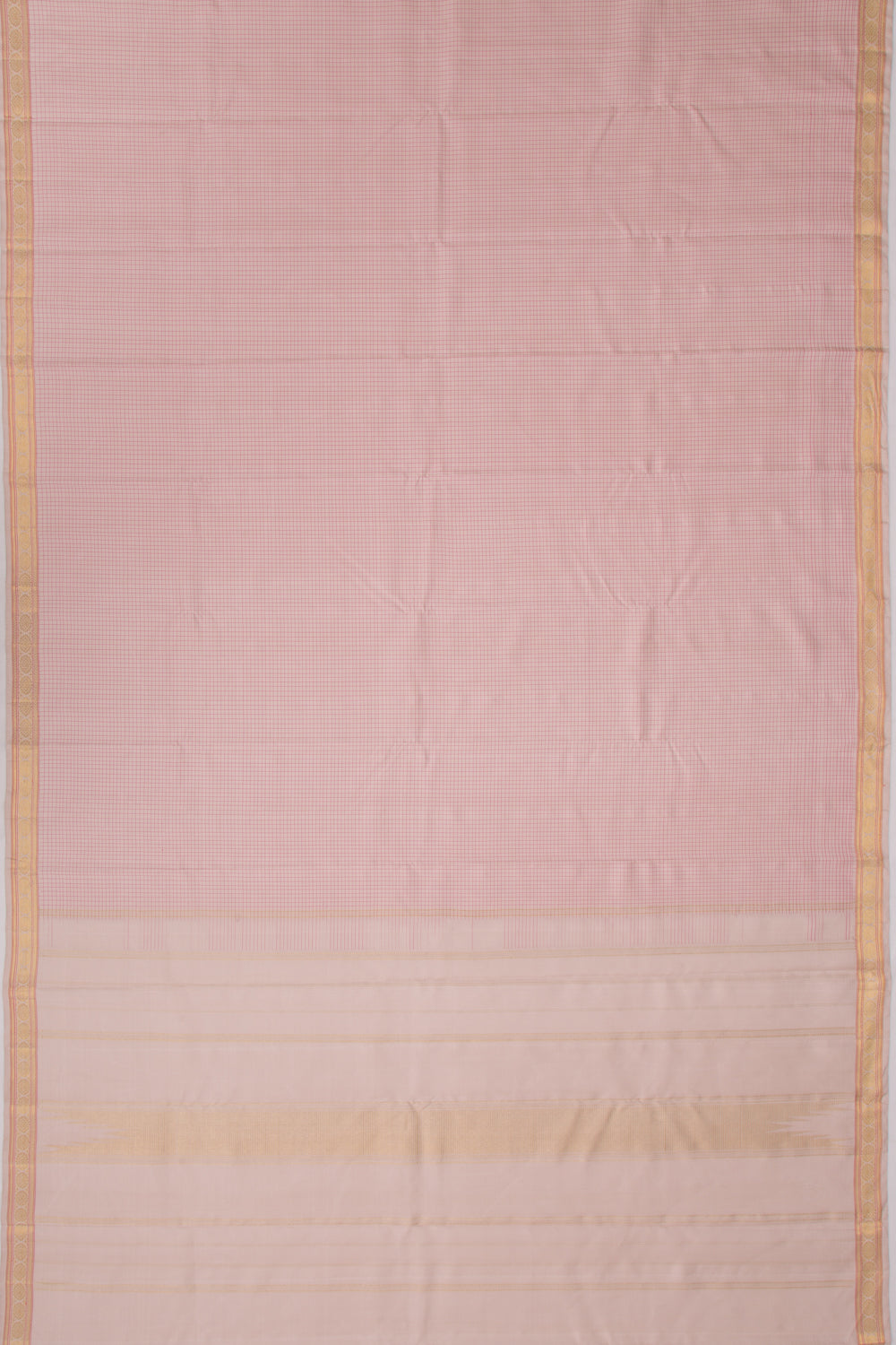Kanchipuram Silk Checks Cream Saree