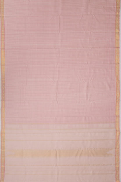 Kanchipuram Silk Checks Cream Saree