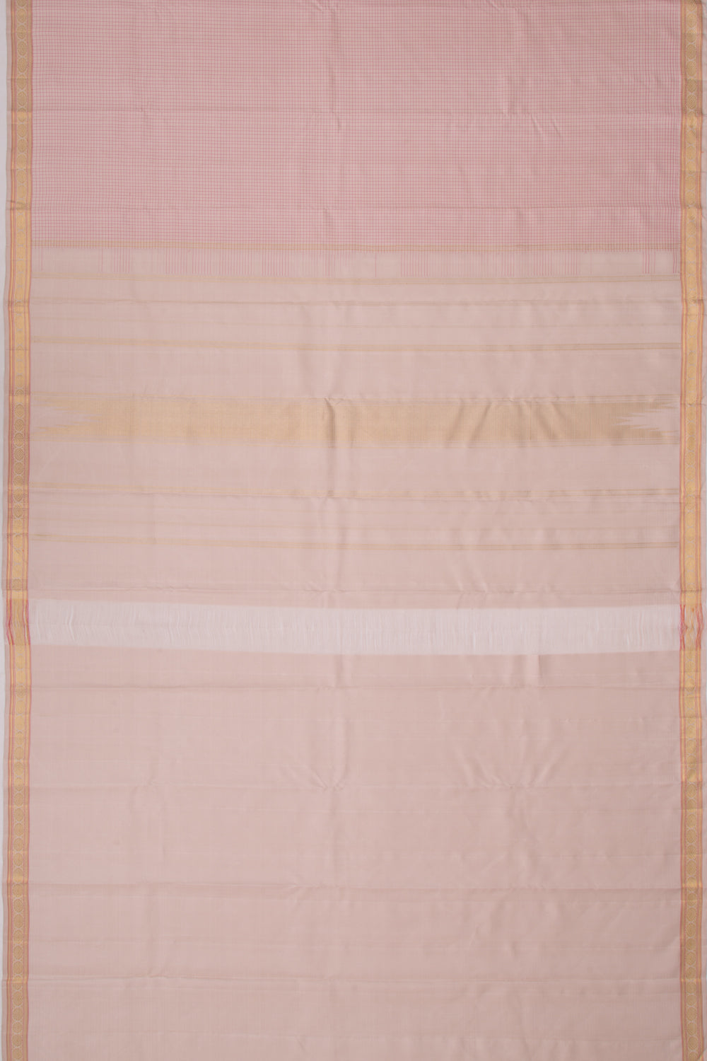 Kanchipuram Silk Checks Cream Saree