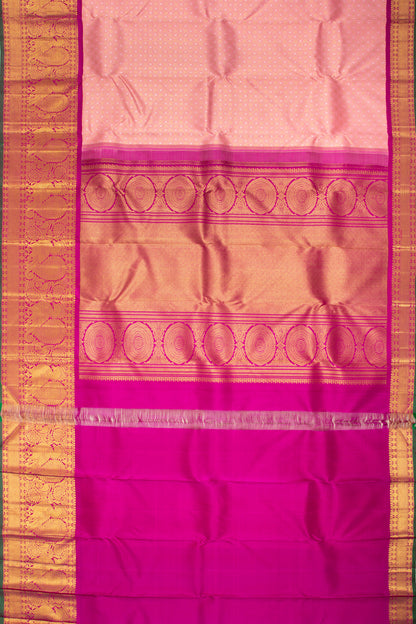 Kanchipuram Silk Checks And Butta Pink Saree