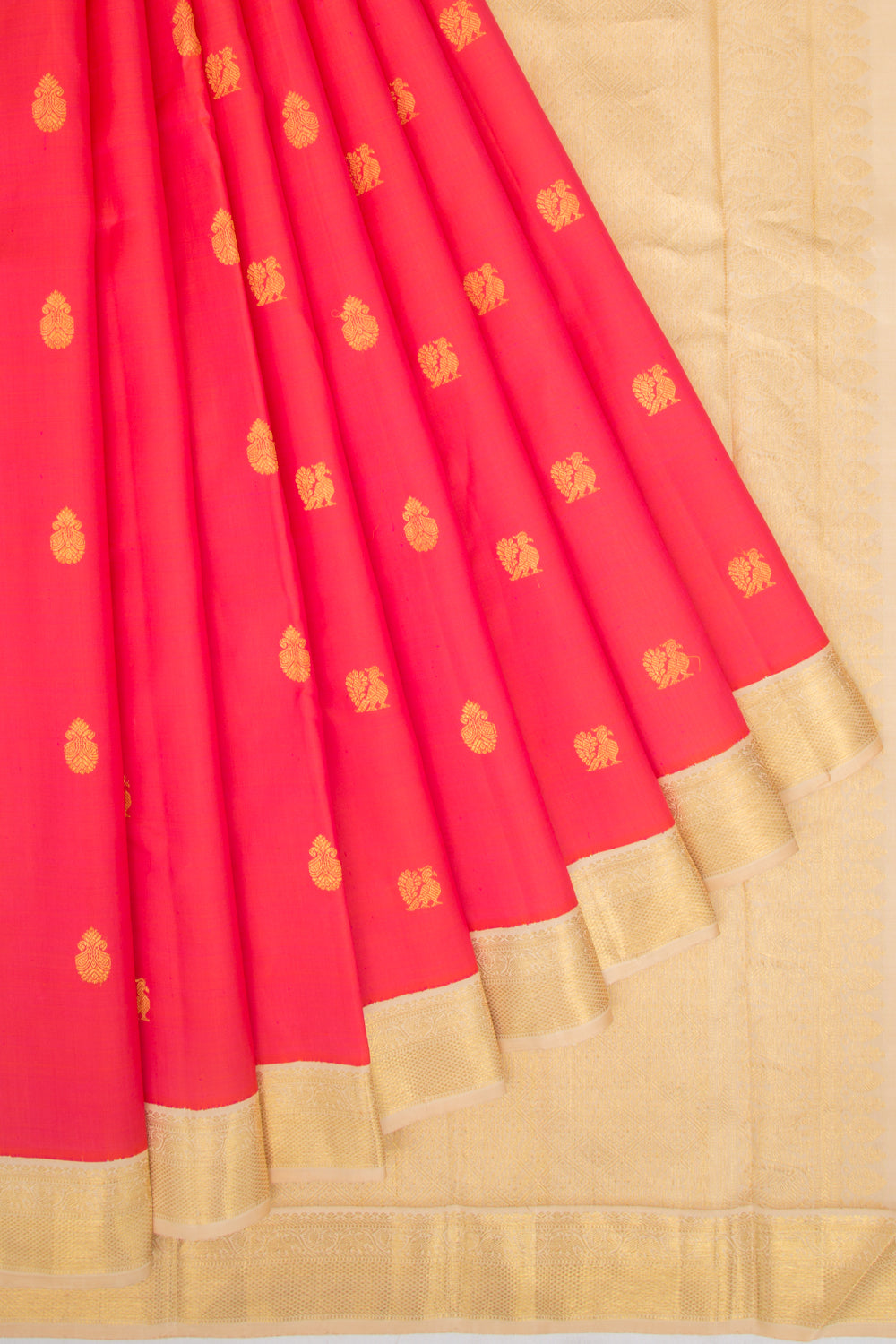 Kanchipuram Silk Butta Carnation Red Saree