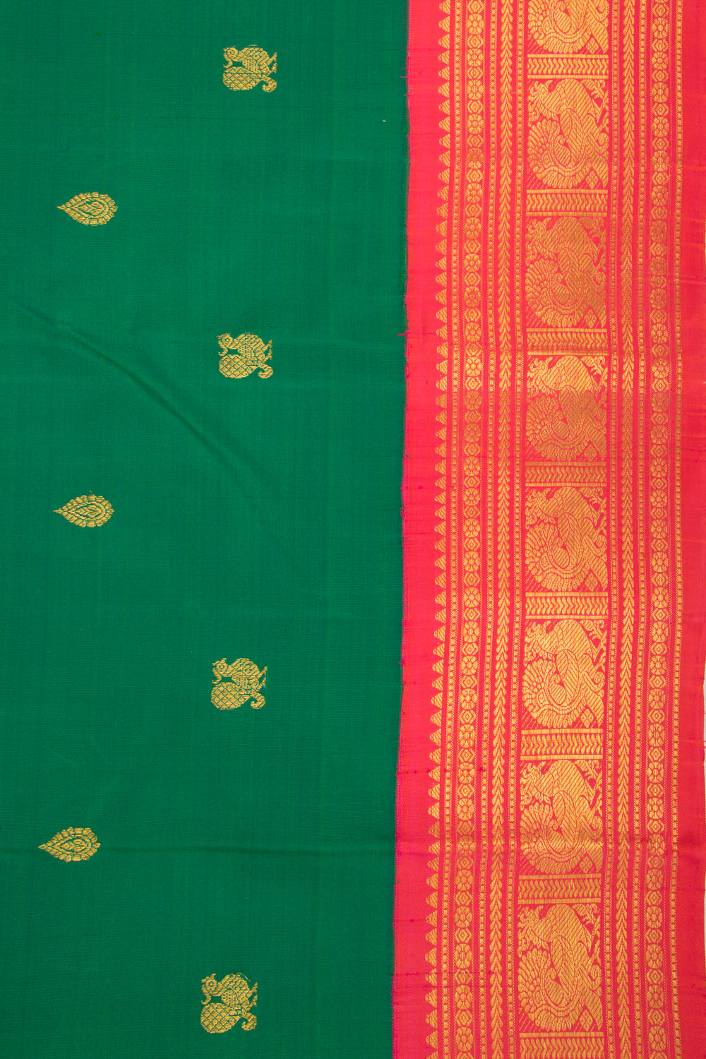 Kanchipuram Silk Butta Green Vintage Saree