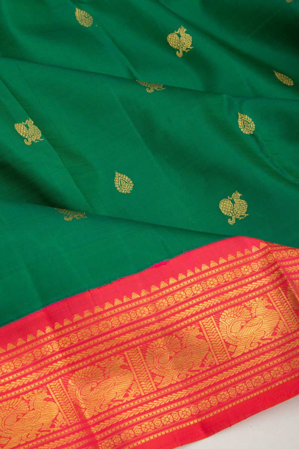 Kanchipuram Silk Butta Green Vintage Saree