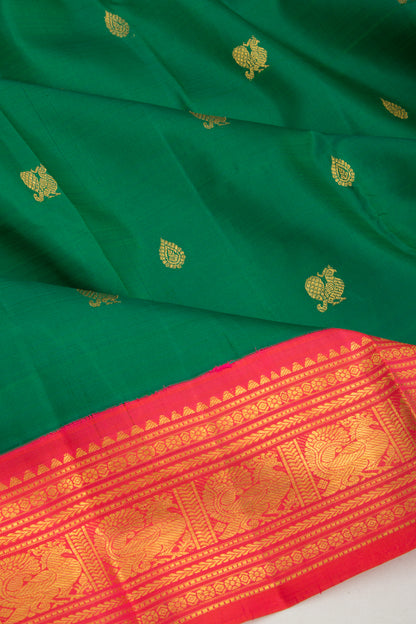 Kanchipuram Silk Butta Green Vintage Saree