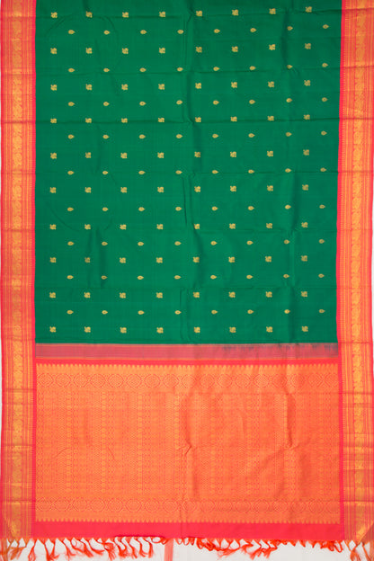 Kanchipuram Silk Butta Green Vintage Saree