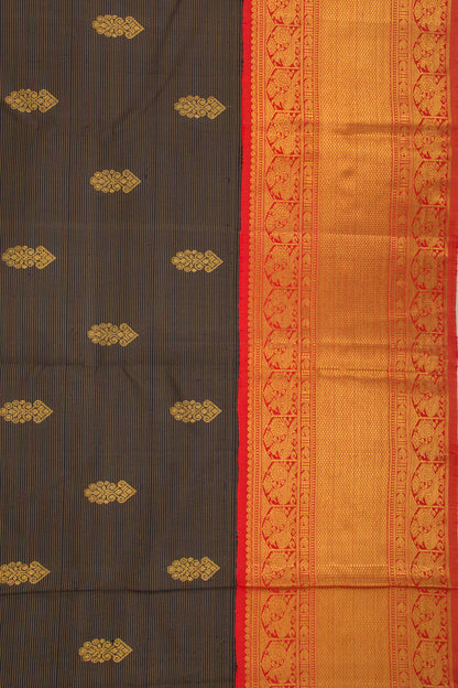 Kanchipuram Silk Oosi Lines And Butta Black Saree
