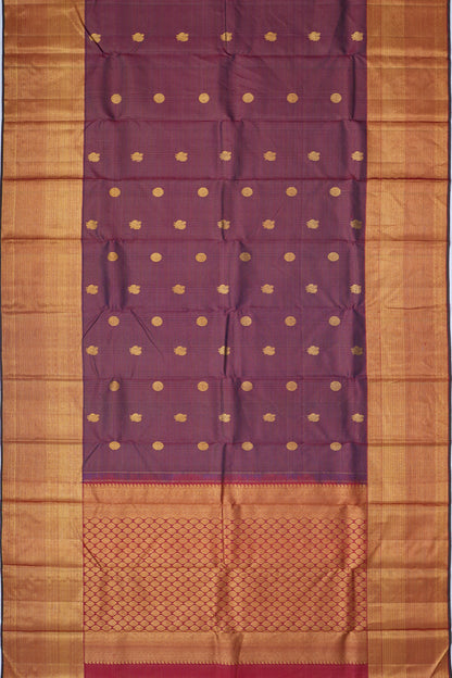 Kanchipuram Silk Checks and Butta Purple Saree