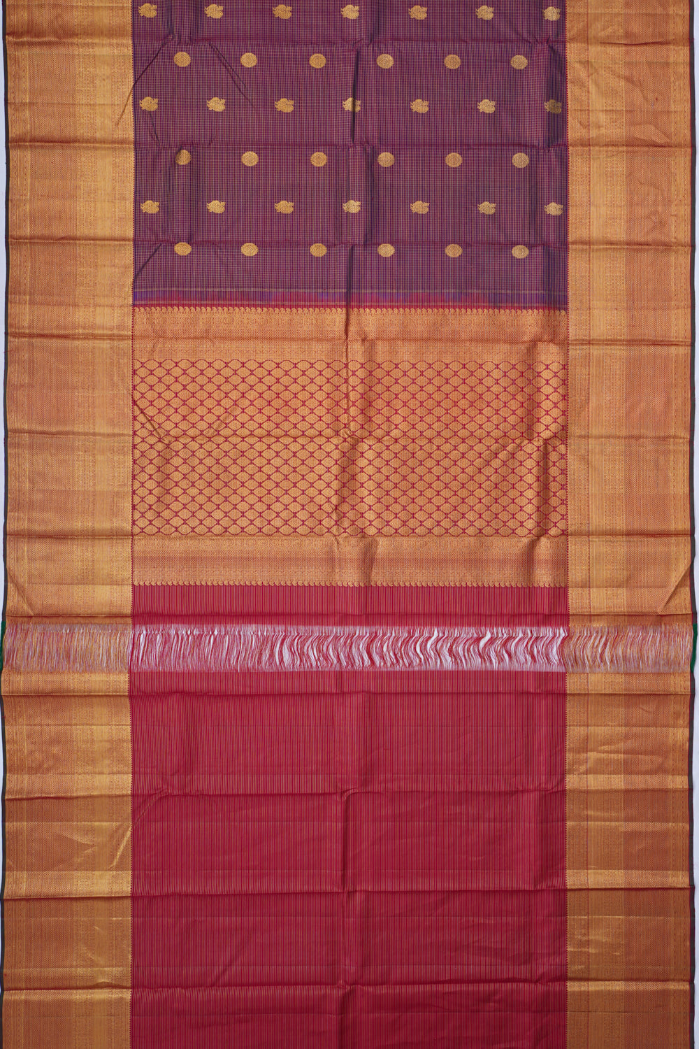 Kanchipuram Silk Checks and Butta Purple Saree