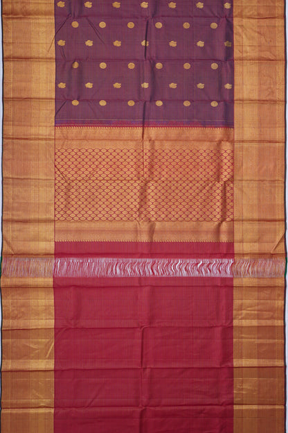 Kanchipuram Silk Checks and Butta Purple Saree