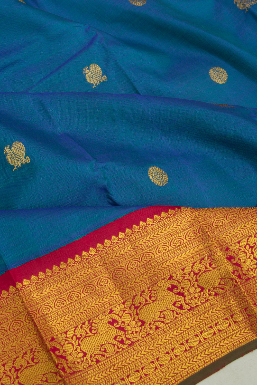 Kanchipuram Silk Butta Dark Blue Saree