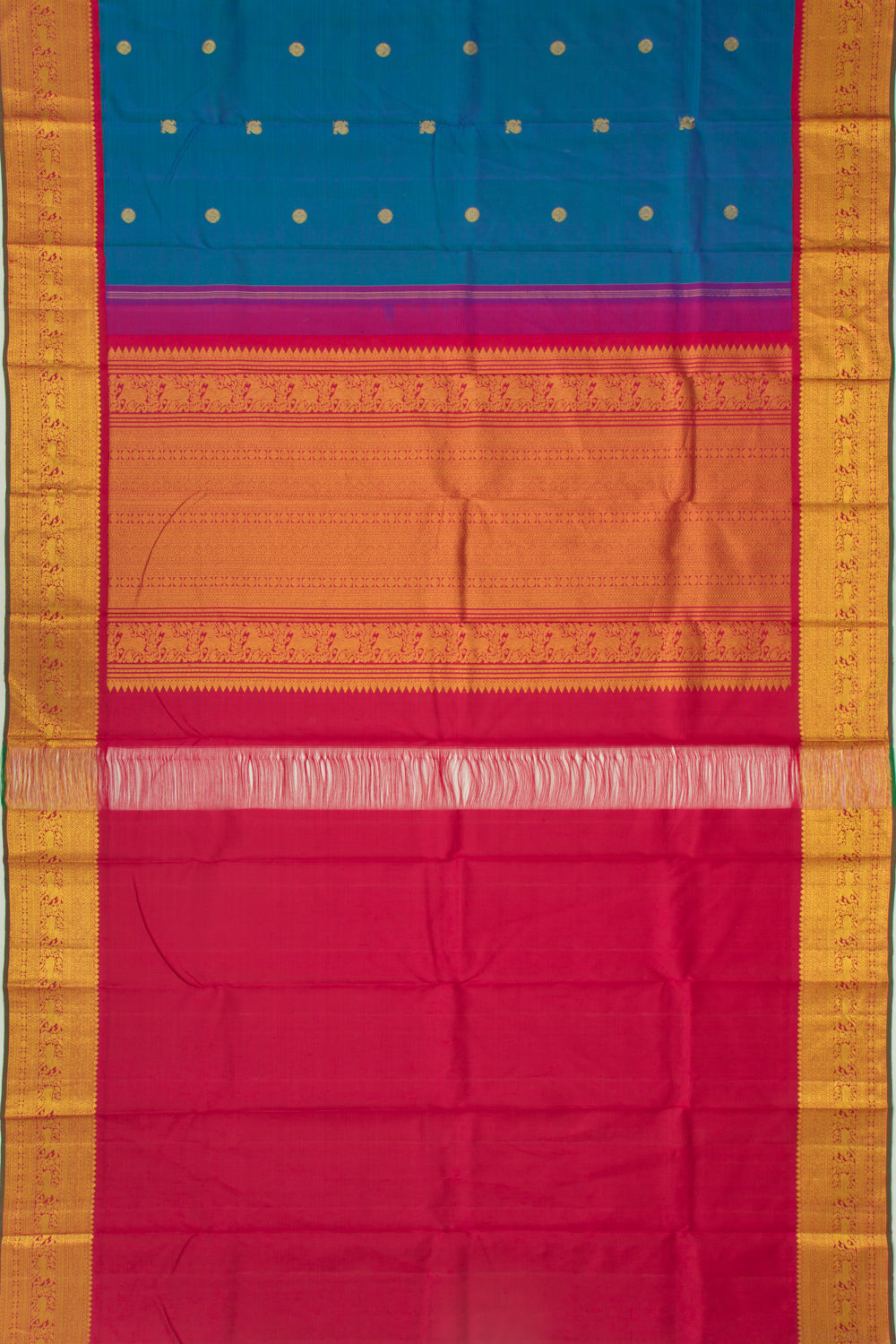 Kanchipuram Silk Butta Dark Blue Saree