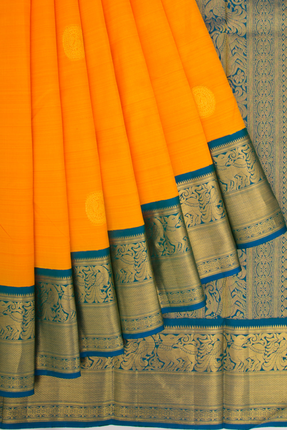 Kanchipuram Silk Butta Orange Saree