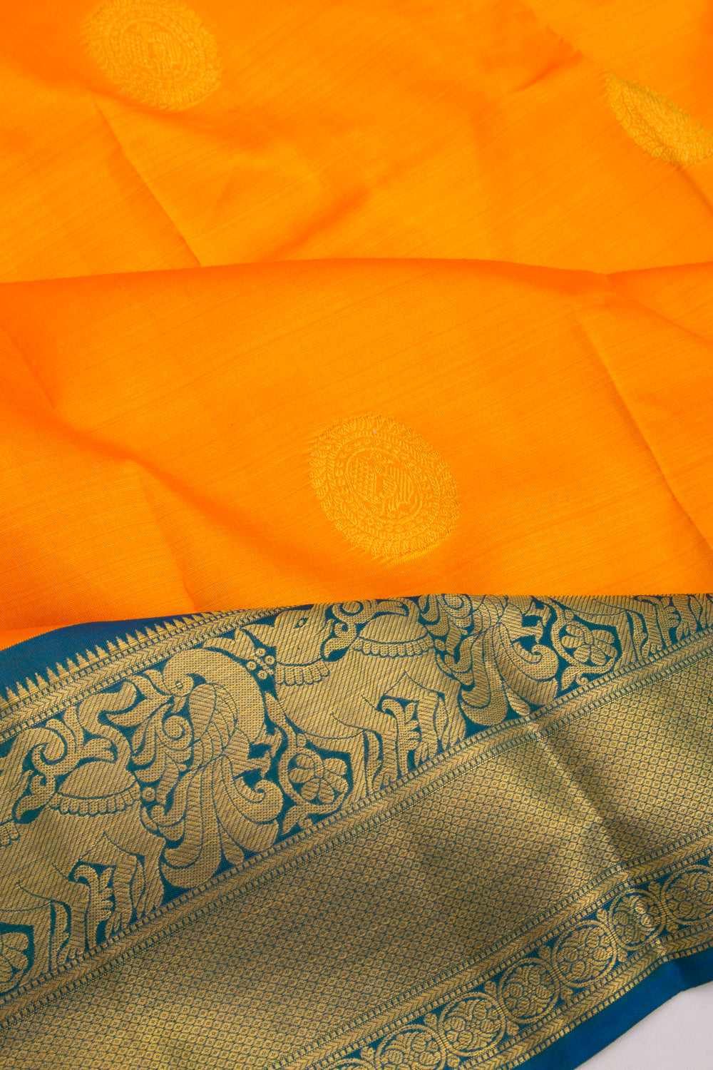 Kanchipuram Silk Butta Orange Saree