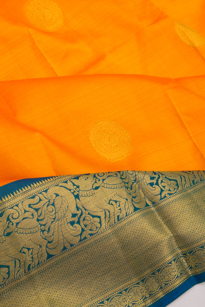 Kanchipuram Silk Butta Orange Saree