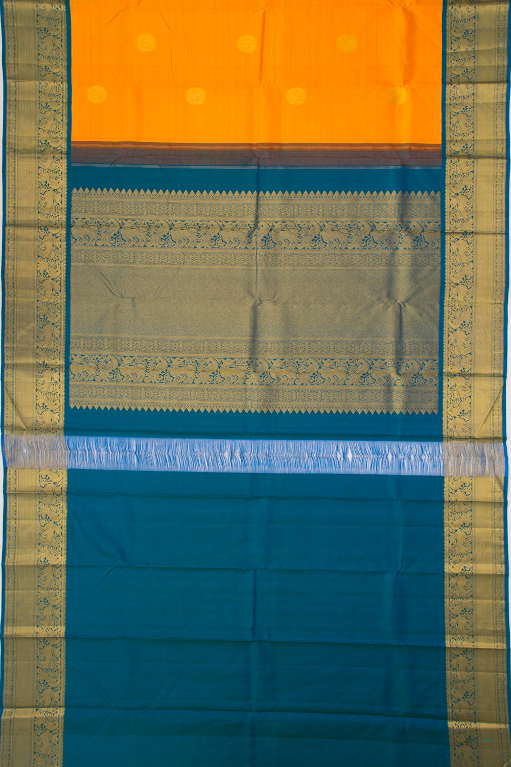 Kanchipuram Silk Butta Orange Saree