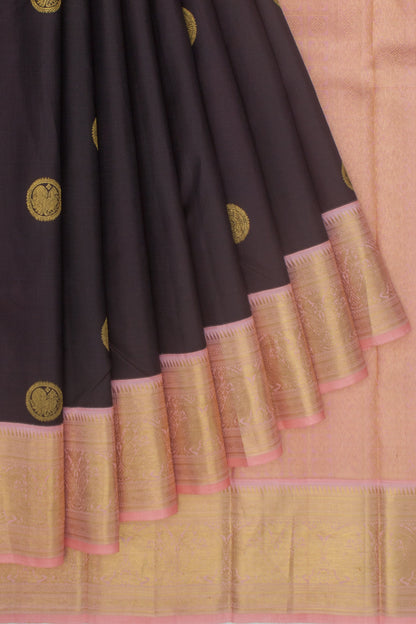 Kanchipuram Silk Butta Choco Brown Saree