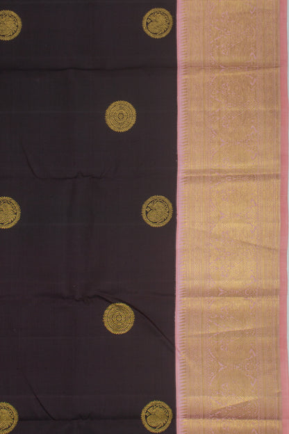 Kanchipuram Silk Butta Choco Brown Saree
