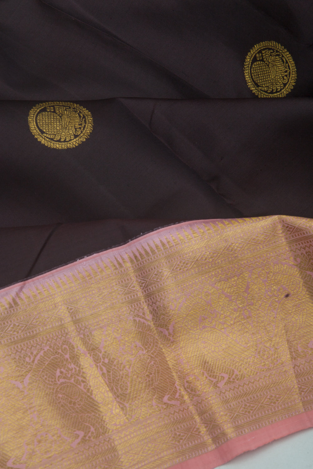 Kanchipuram Silk Butta Choco Brown Saree