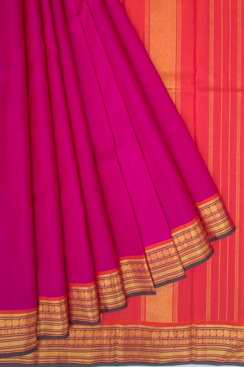 Kanchipuram Silk Plain Pink Saree