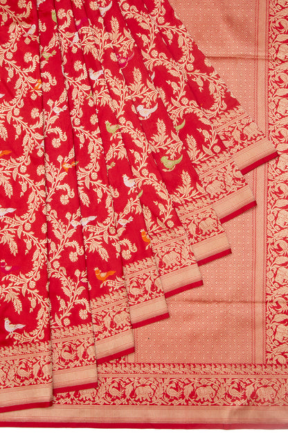 Banarasi Silk Kadwa Jaal Red Saree
