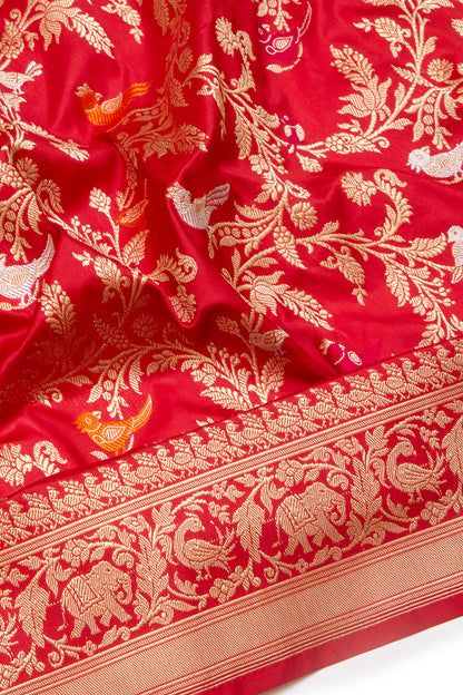 Banarasi Silk Kadwa Jaal Red Saree