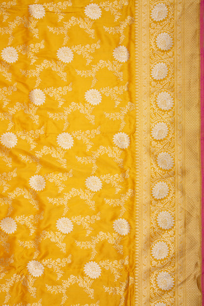 Banarasi Silk Kadwa Jaal Yellow Saree