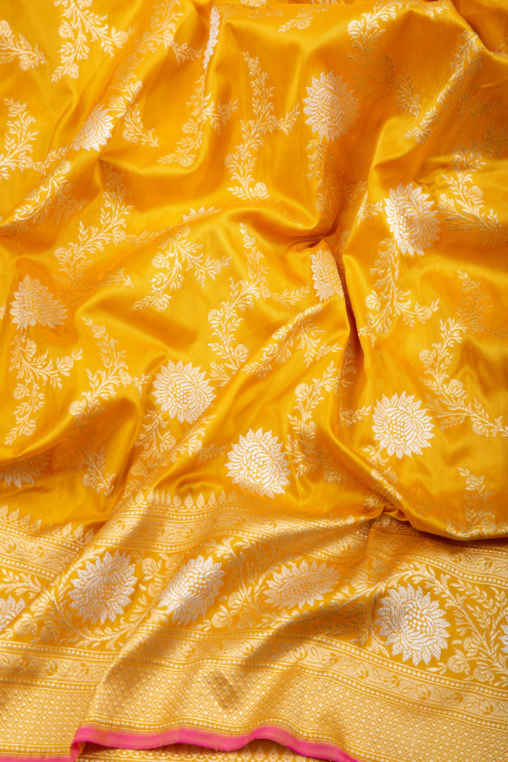 Banarasi Silk Kadwa Jaal Yellow Saree