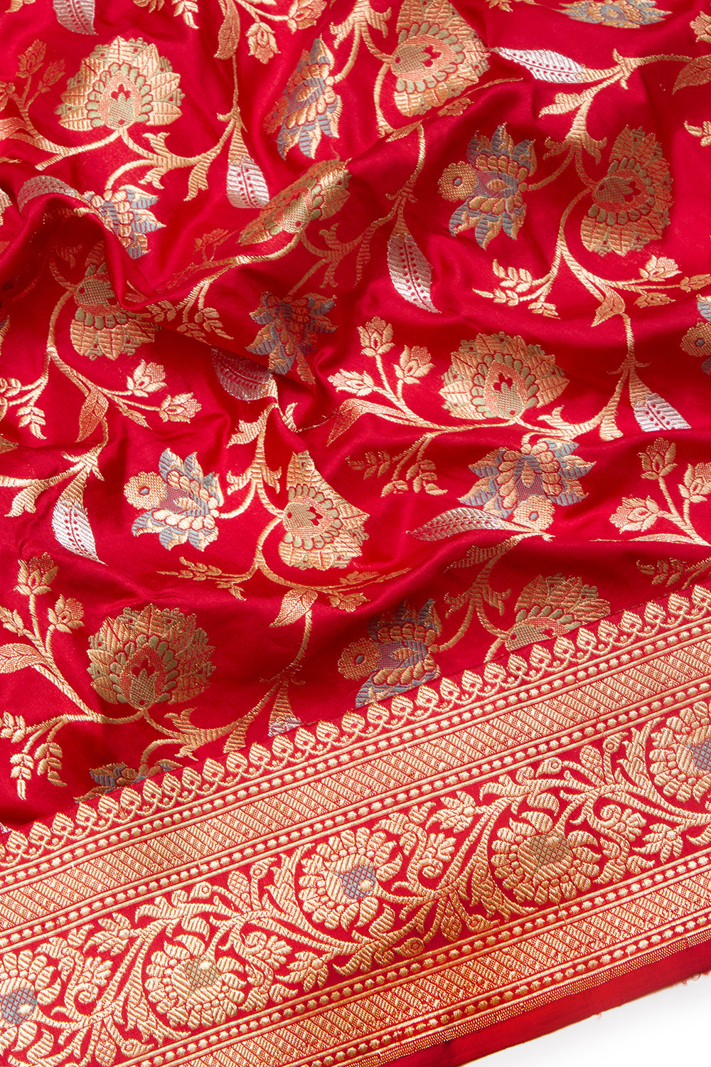 Banarasi Silk Kadwa Jaal Red Saree