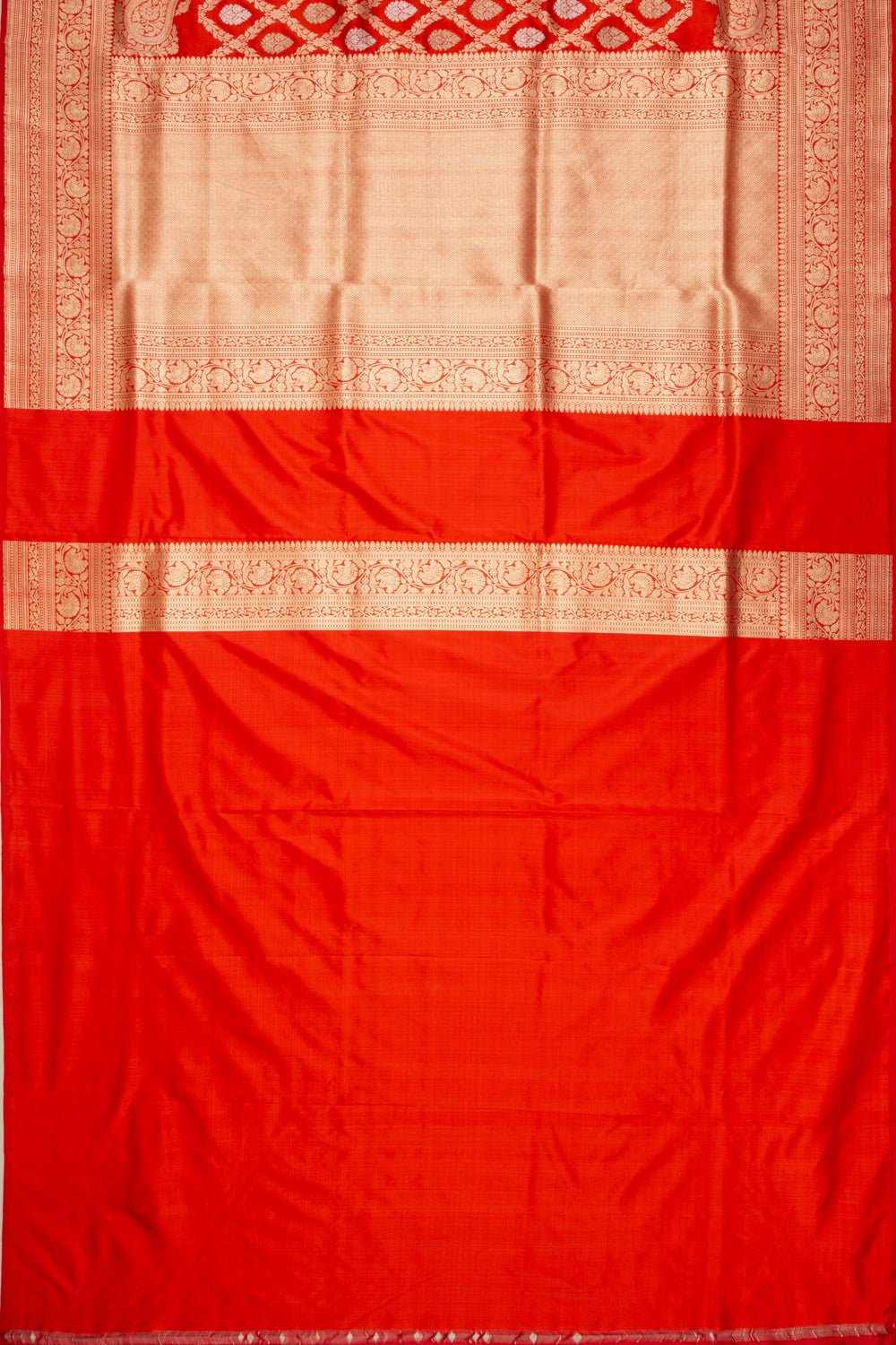Banarasi Silk Checks And Butta Red Saree