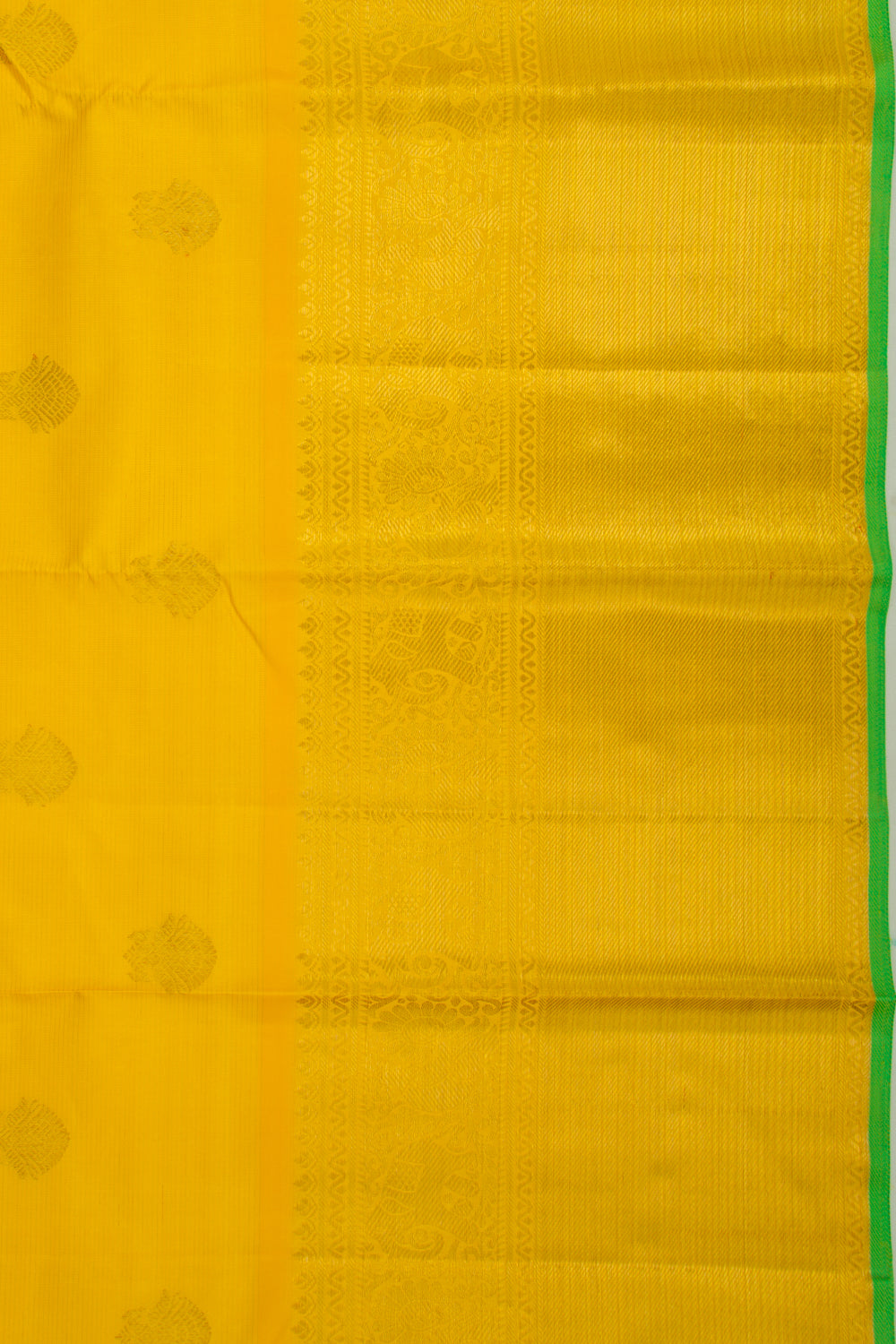 Kanchipuram Silk Oosi Lines And Butta Yellow Saree