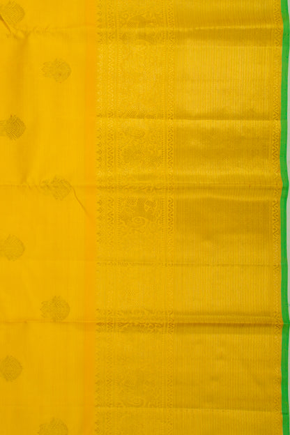Kanchipuram Silk Oosi Lines And Butta Yellow Saree