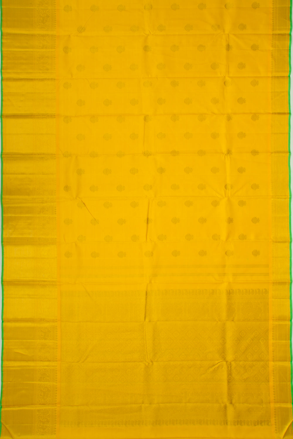 Kanchipuram Silk Oosi Lines And Butta Yellow Saree